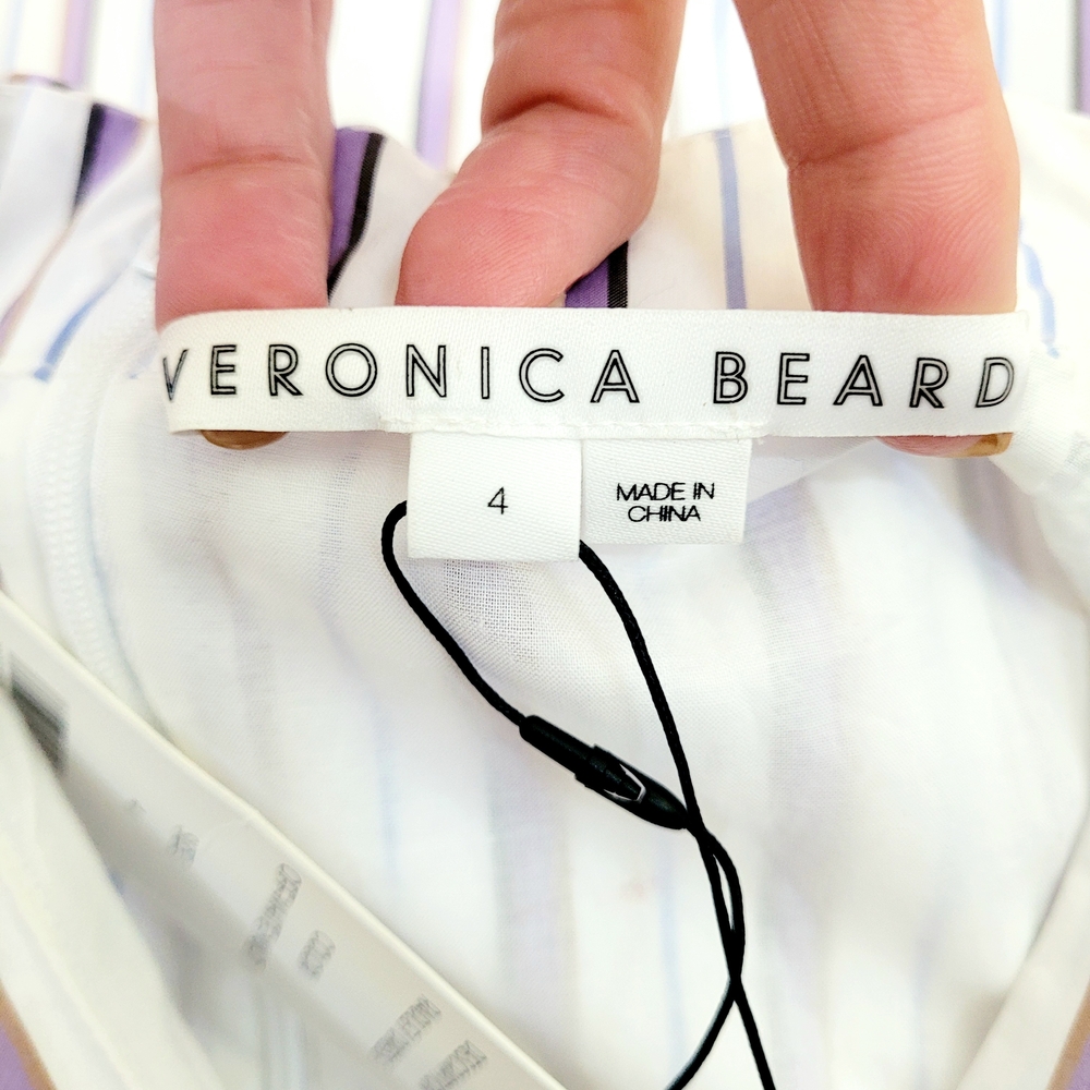 NWT VERONICA BEARD Radley Multi Stripe Poplin Criss Cross Halter Sun Dress 4 - Picture 10 of 16